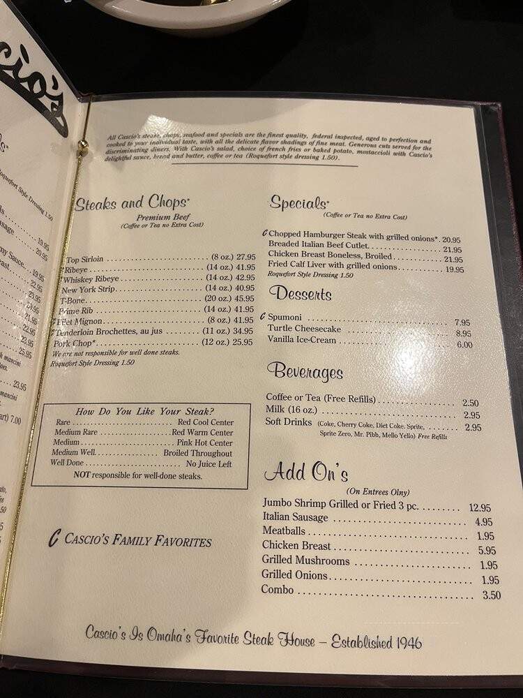 Cascio's Steakhouse - Omaha, NE