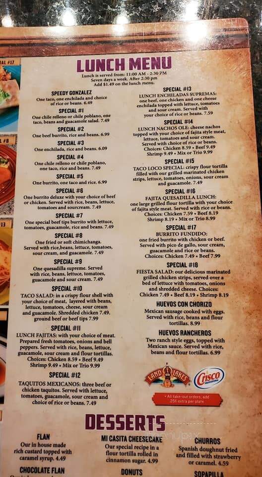 Mi Casita Mexican Restaurant - Raeford, NC menu_pic