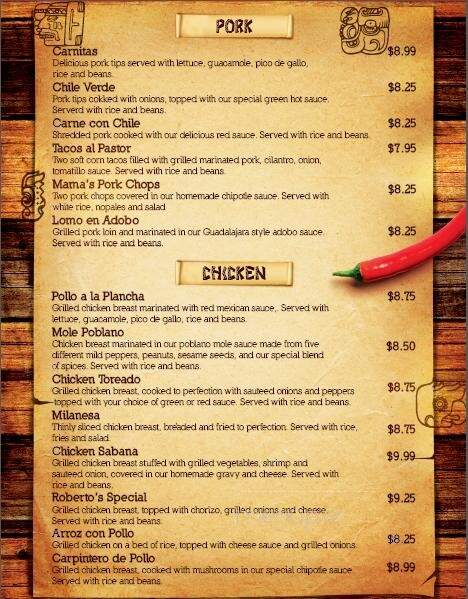 Pancho's Mexican Buffet - Knoxville, TN menu_pic