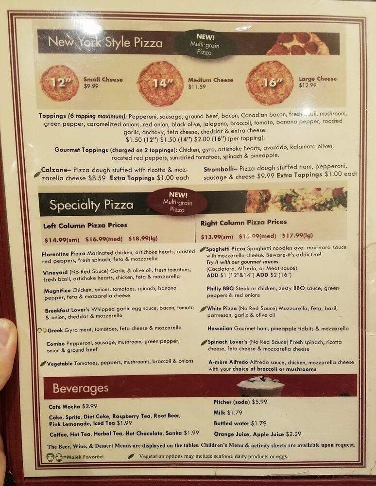 Malek's Pizza Palace - Springfield, VA menu_pic