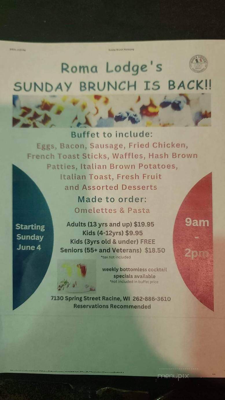 Roma Lodge - Racine, WI menu_pic