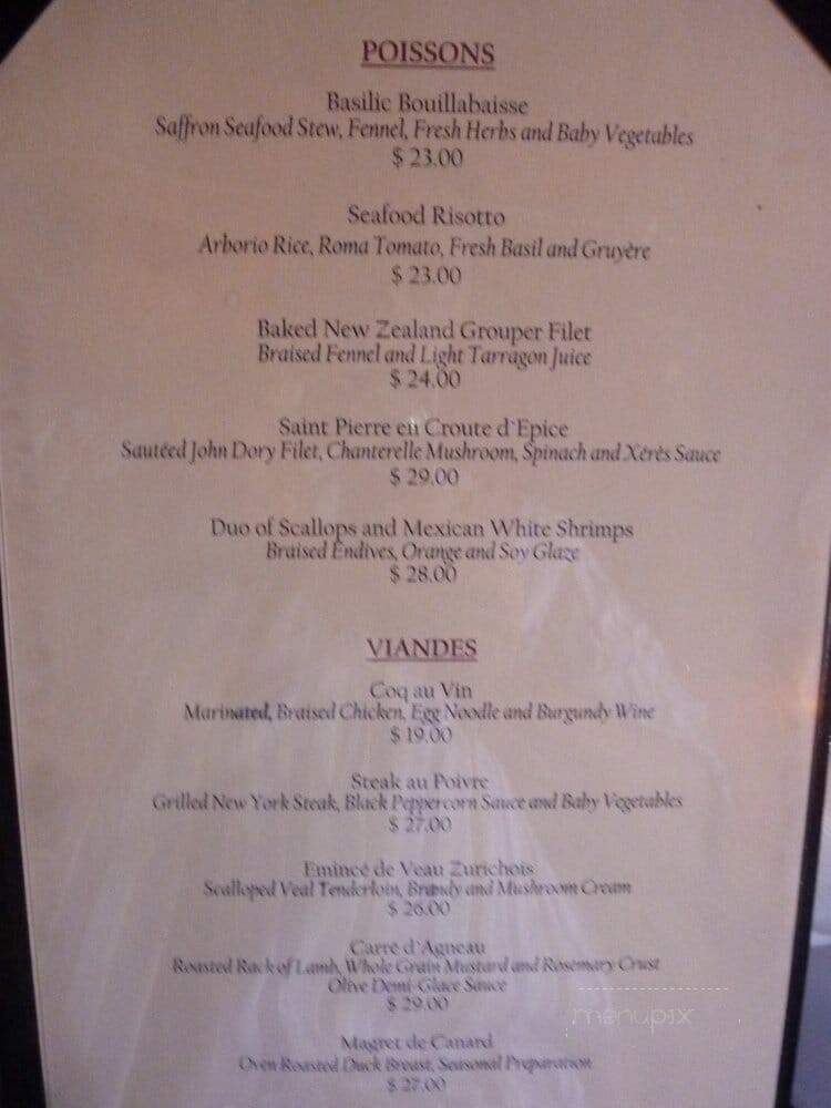 Basilic Restaurant - Newport Beach, CA menu_pic