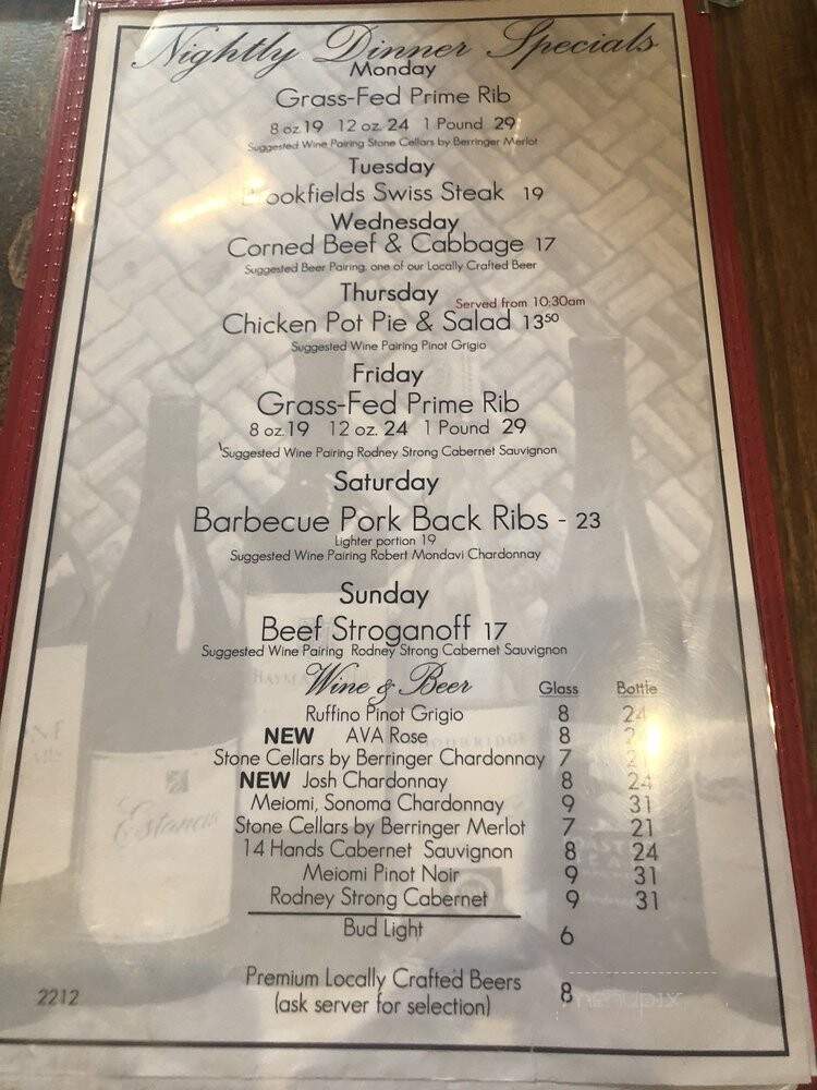 Brookfield's Restaurant - Rancho Cordova, CA menu_pic