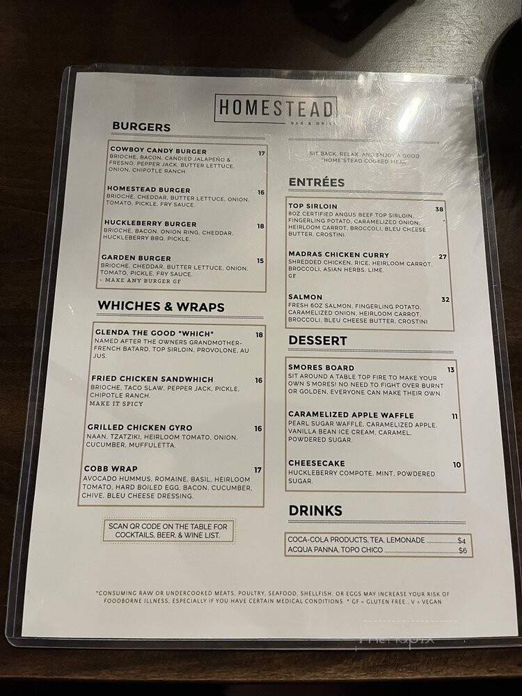 Homestead Bar & Grill - Meridian, ID menu_pic