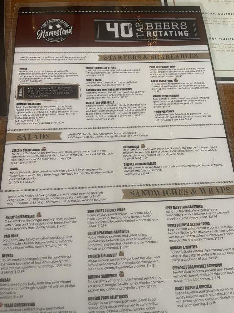 Homestead Bar & Grill - Meridian, ID menu_pic