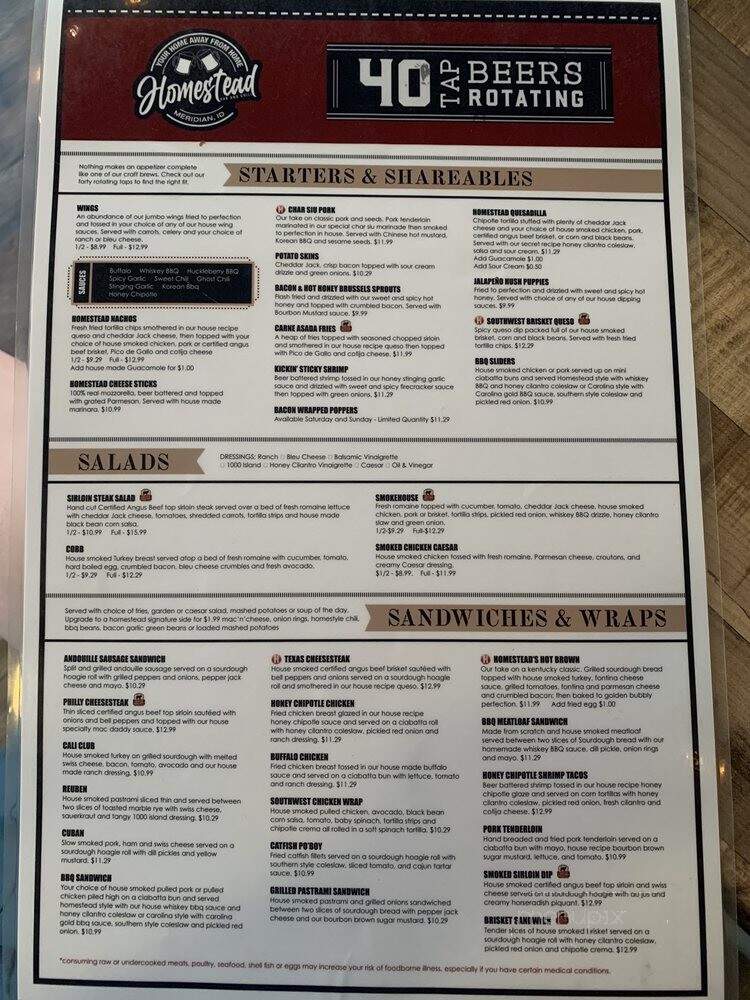 Homestead Bar & Grill - Meridian, ID menu_pic