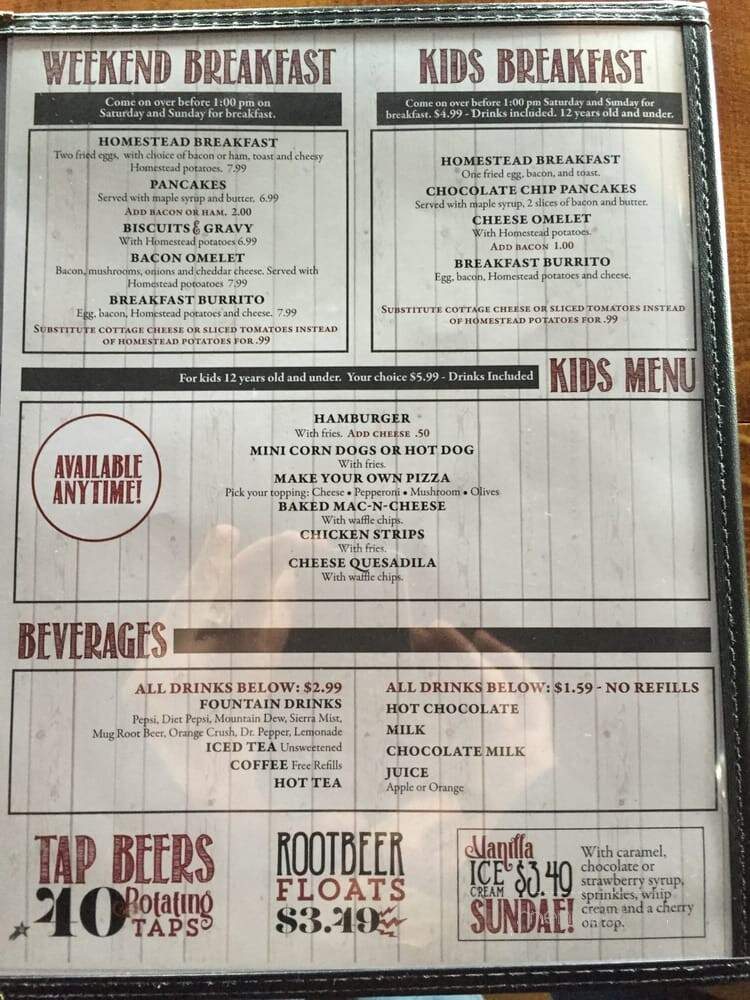Homestead Bar & Grill - Meridian, ID menu_pic