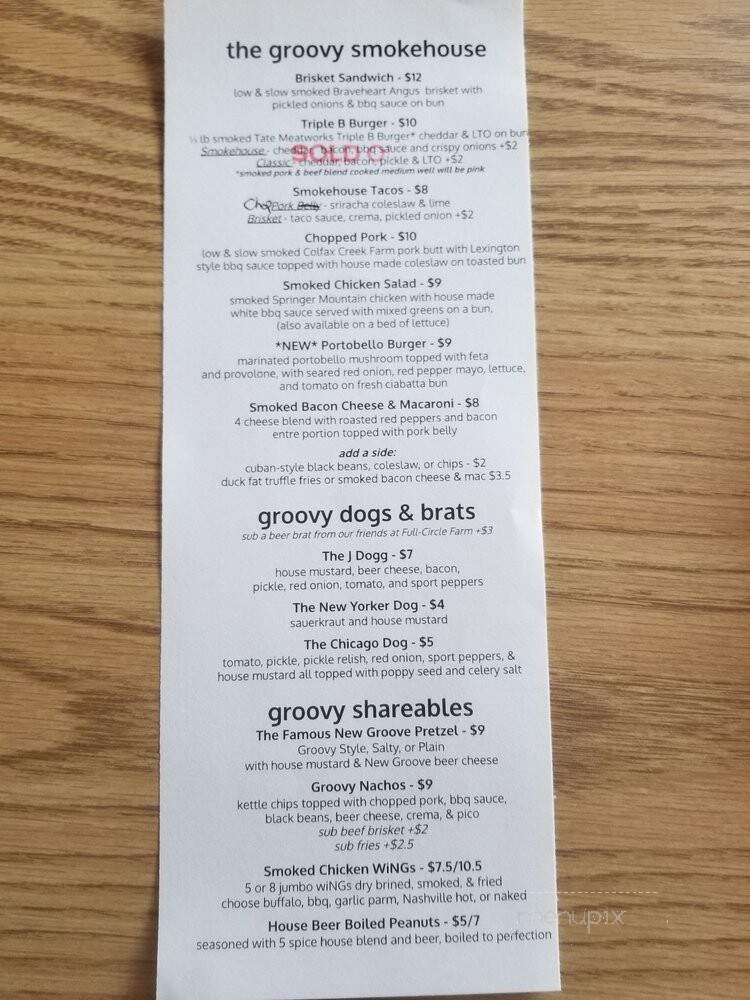 New Groove Artisan Brewery - Boiling Springs, SC menu_pic
