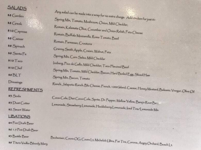 Cowgirl Pizza and Laundromat - Sundance, WY menu_pic