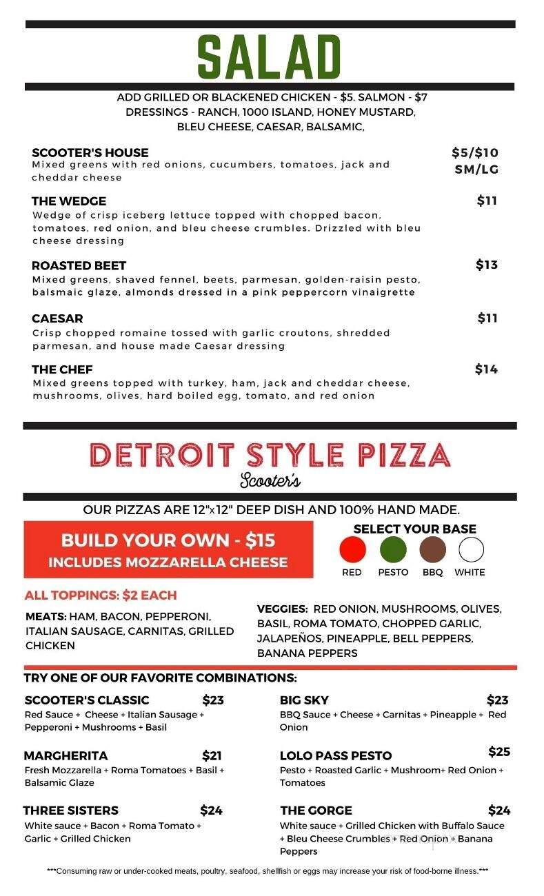 Scooter's Sports Bar - Sandy, OR menu_pic