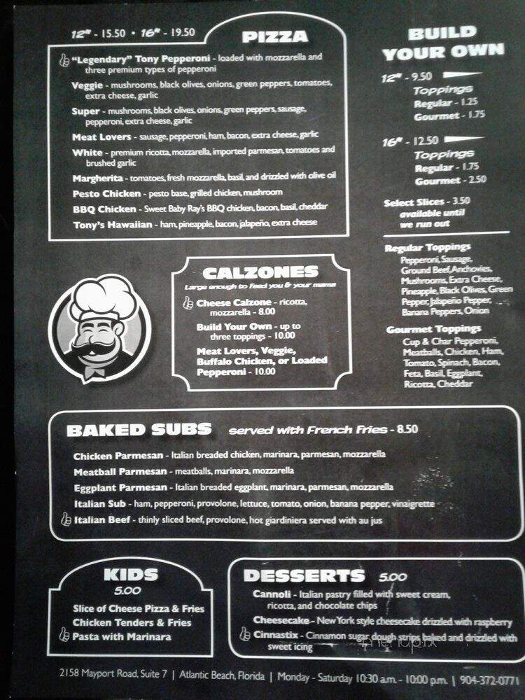 Tony Pepperoni - Atlantic Beach, FL menu_pic