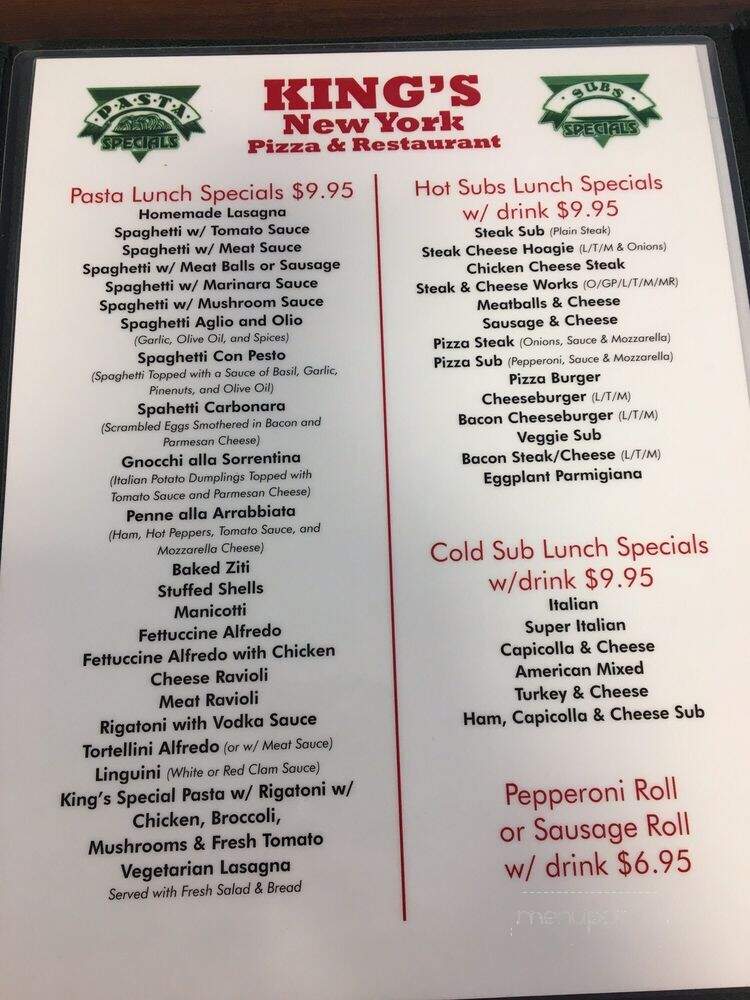 King's Pizza - Elkins, WV menu_pic