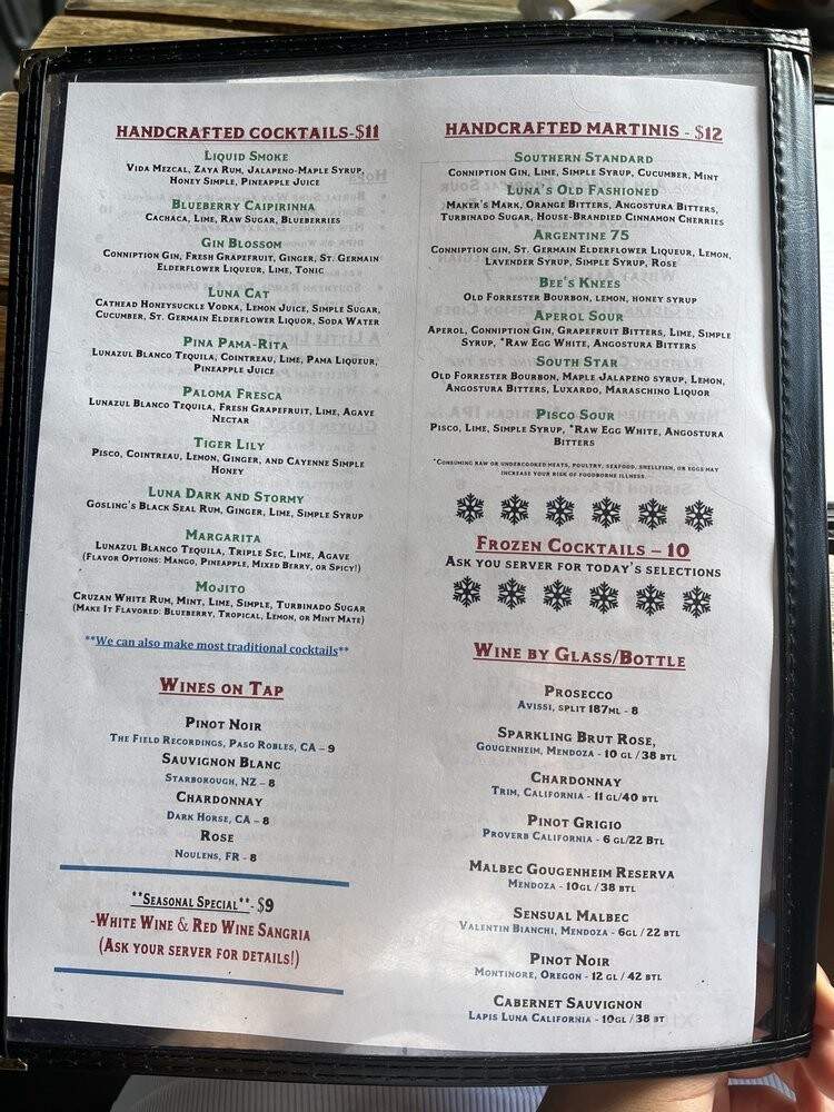 Luna Rotisserie & Tap Room - Carrboro, NC menu_pic