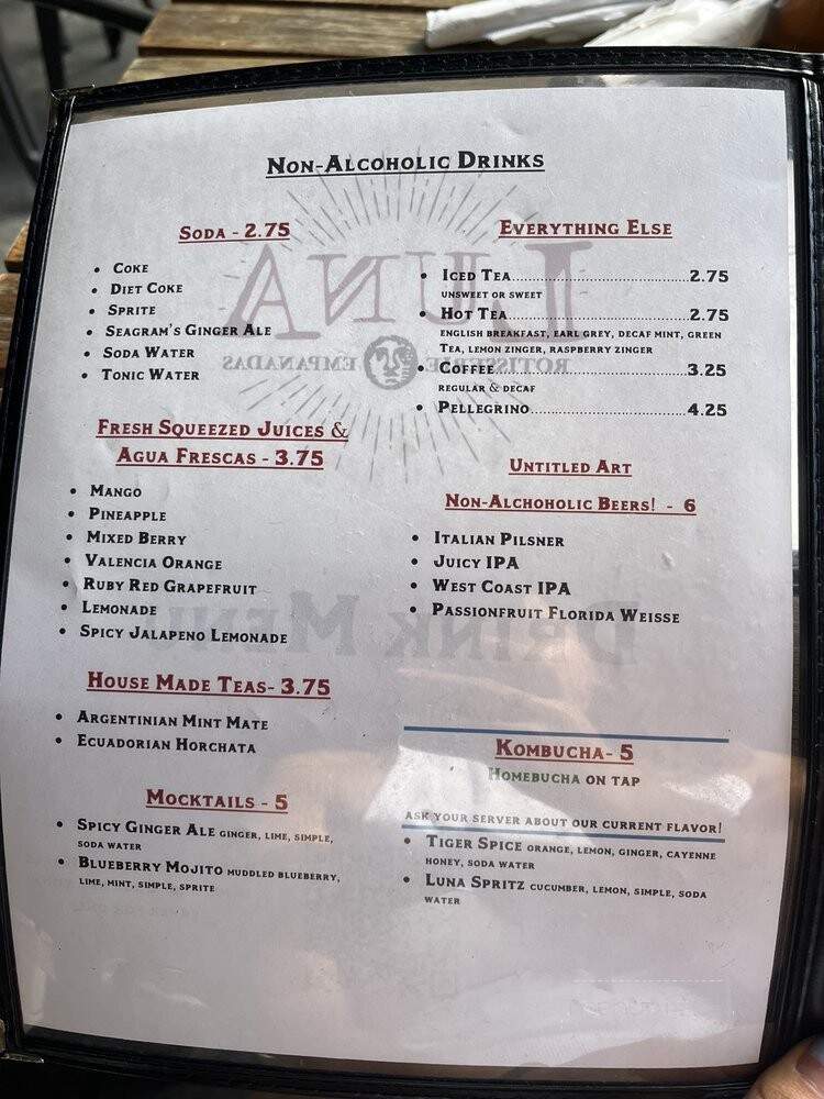 Luna Rotisserie & Tap Room - Carrboro, NC menu_pic