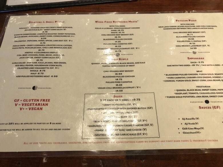 Luna Rotisserie & Tap Room - Carrboro, NC menu_pic