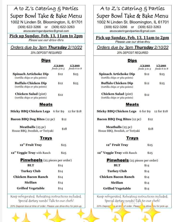 A to Z's Catering and Parties - Bloomington, IL menu_pic