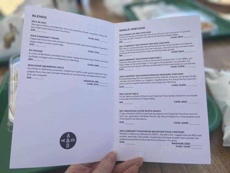 Ashes & Diamonds - Napa, CA menu_pic