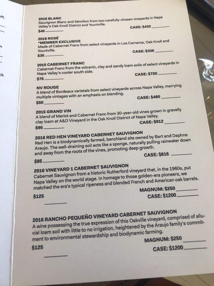 Ashes & Diamonds - Napa, CA menu_pic
