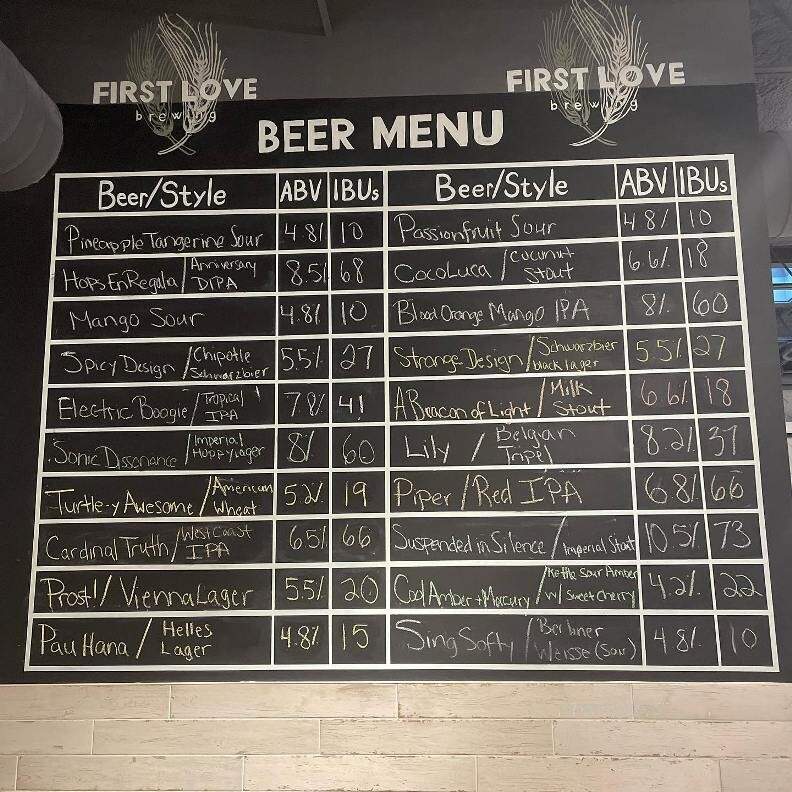 First Love Brewing - Fernandina Beach, FL menu_pic