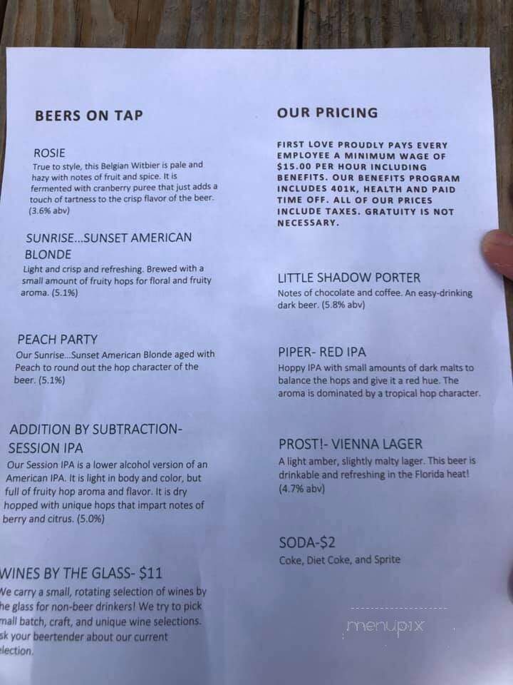 First Love Brewing - Fernandina Beach, FL menu_pic