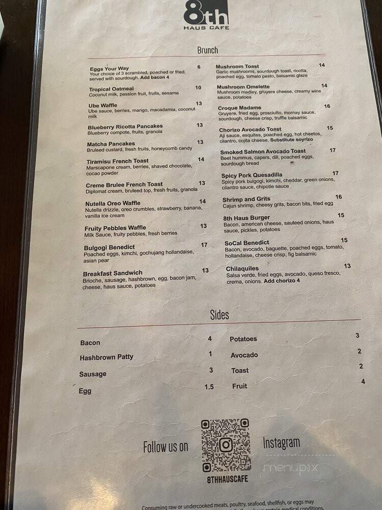 8th Haus Cafe - Anaheim, CA menu_pic