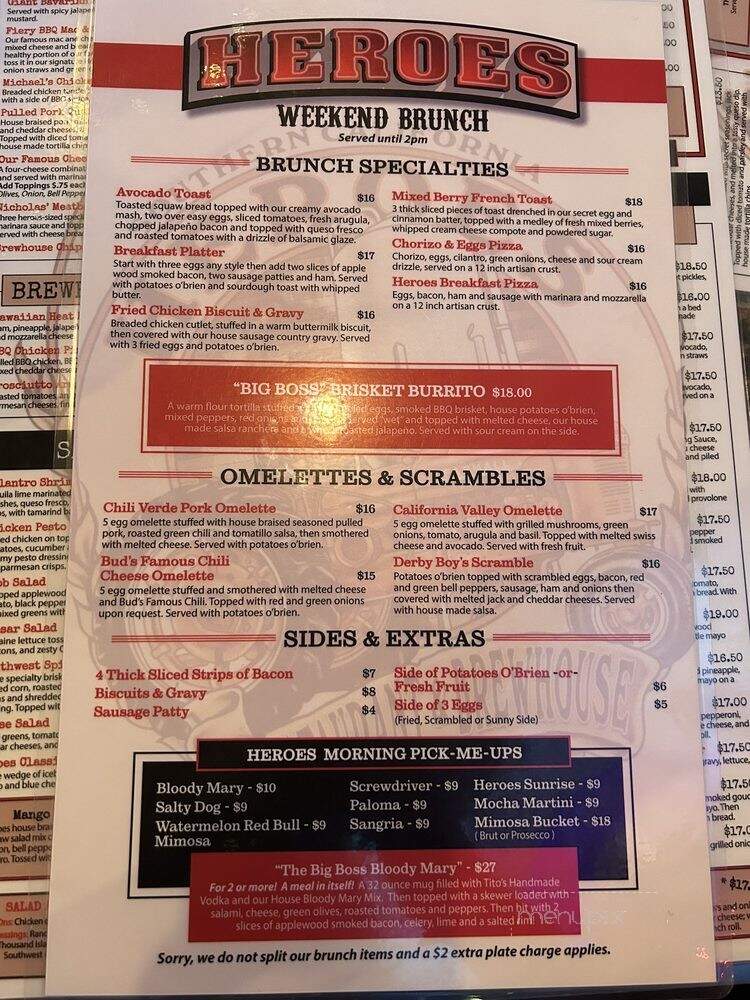 Heroes Restaurant and Brewery - Ontario, CA menu_pic