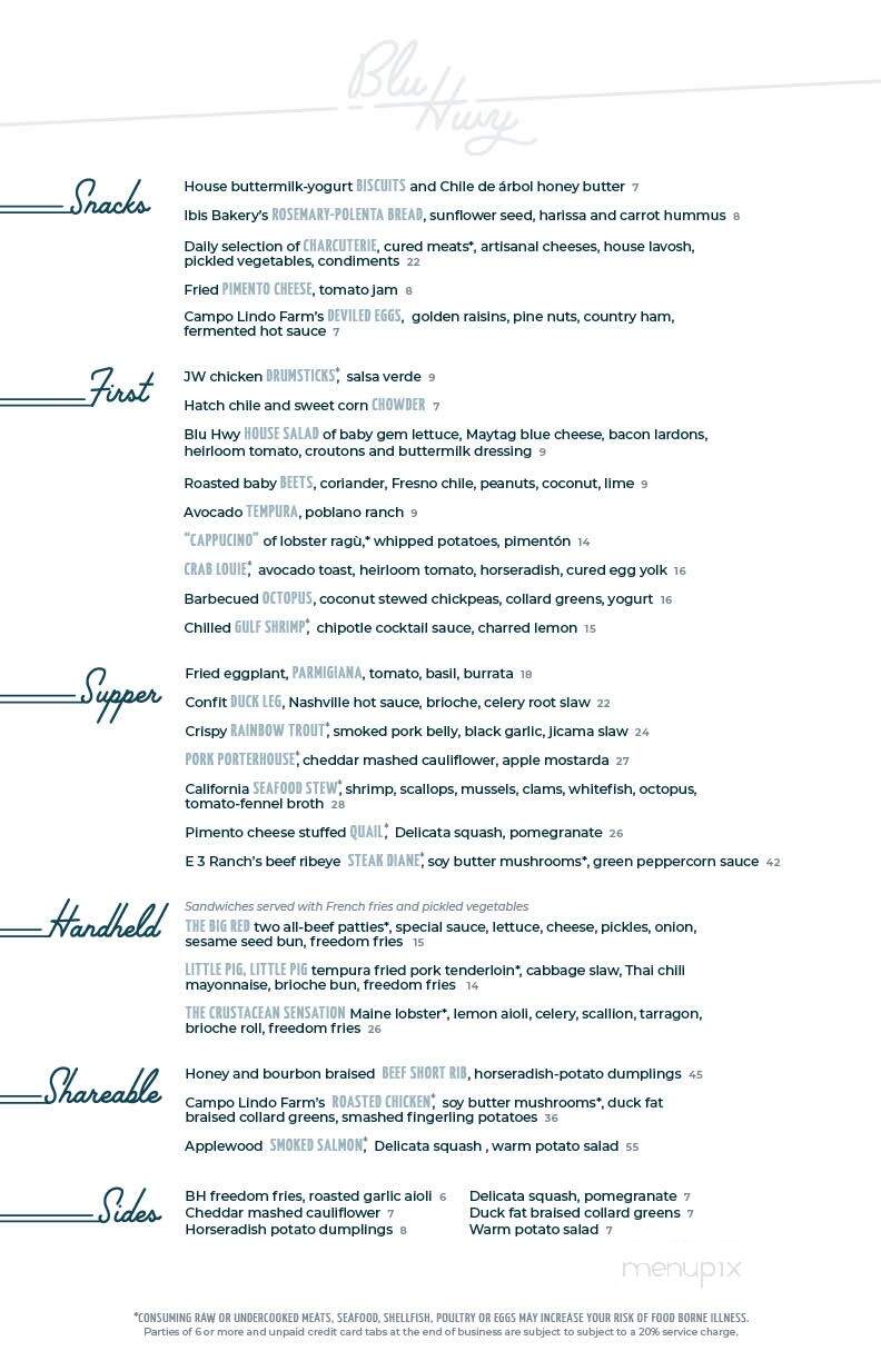 Blu Hwy - Kansas City, MO menu_pic