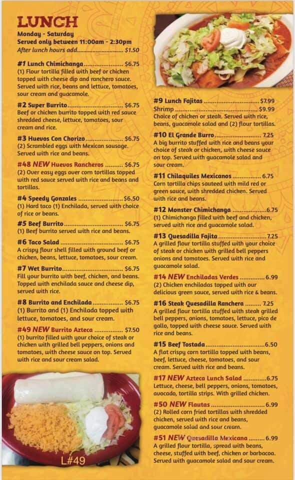 Azteca Mexican - Wauseon, OH menu_pic
