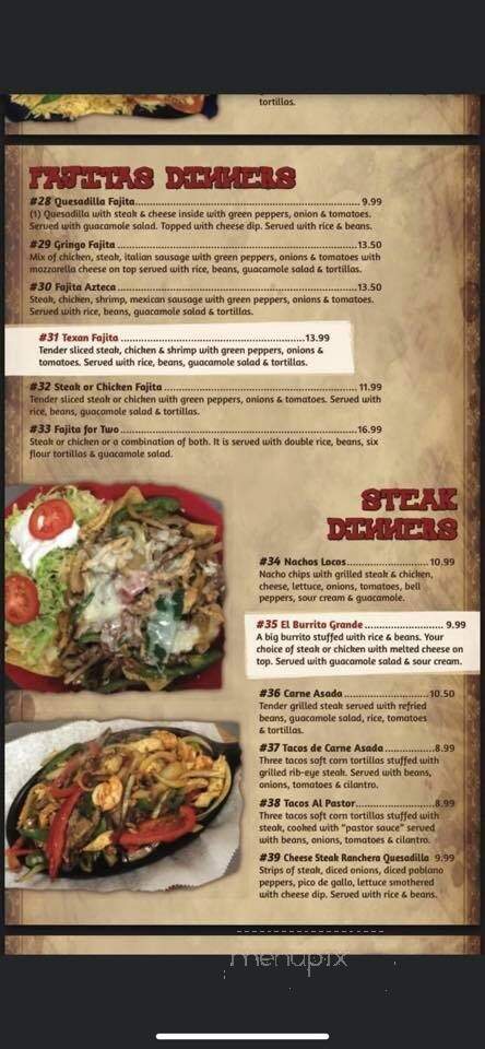 Azteca Mexican - Wauseon, OH menu_pic