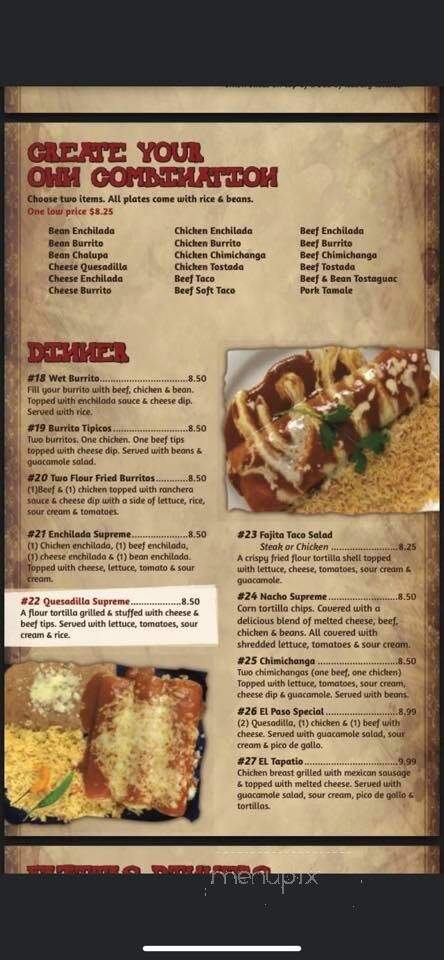 Azteca Mexican - Wauseon, OH menu_pic