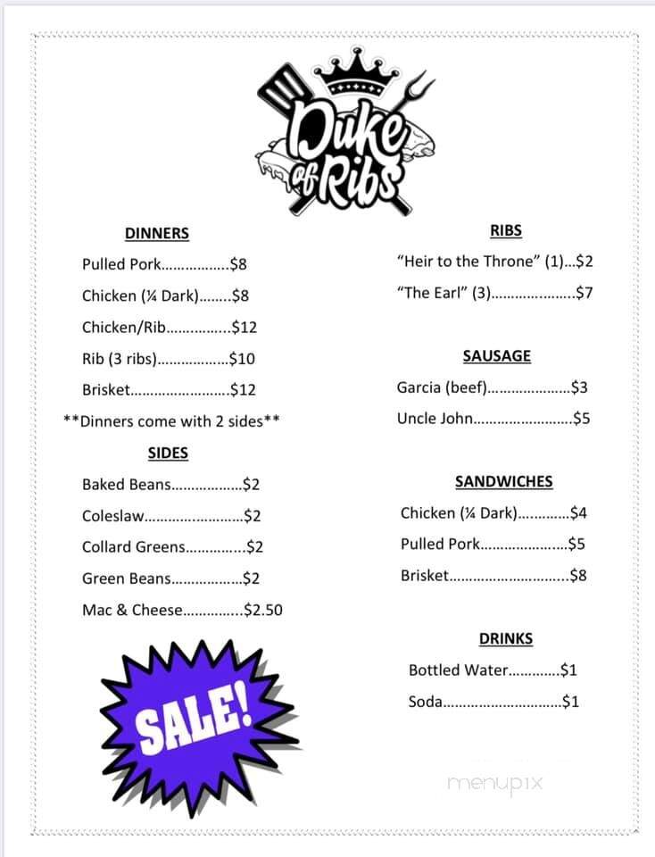 The Duke Of Ribs - St. Petersburg, FL menu_pic