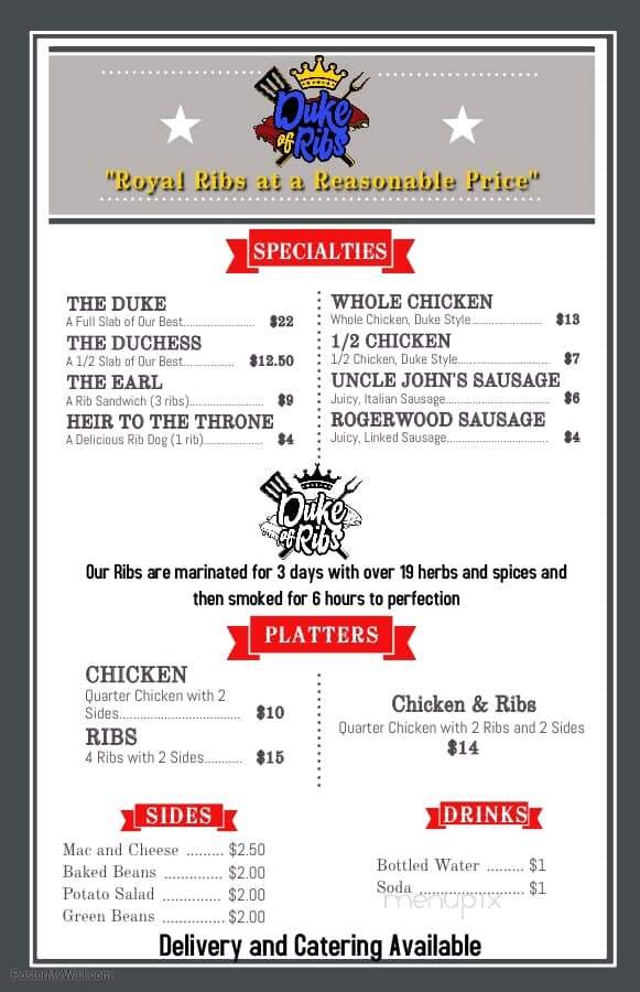 The Duke Of Ribs - St. Petersburg, FL menu_pic