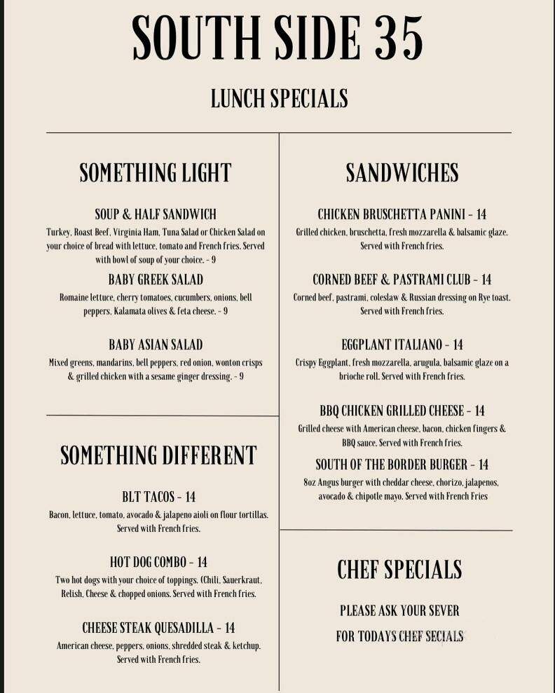 South Side 35 Diner - South Amboy, NJ menu_pic