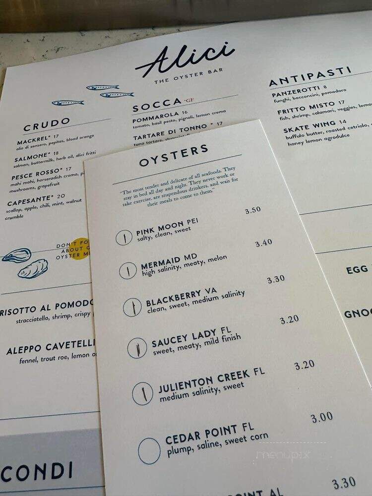 Alici Oyster Bar - Atlanta, GA menu_pic