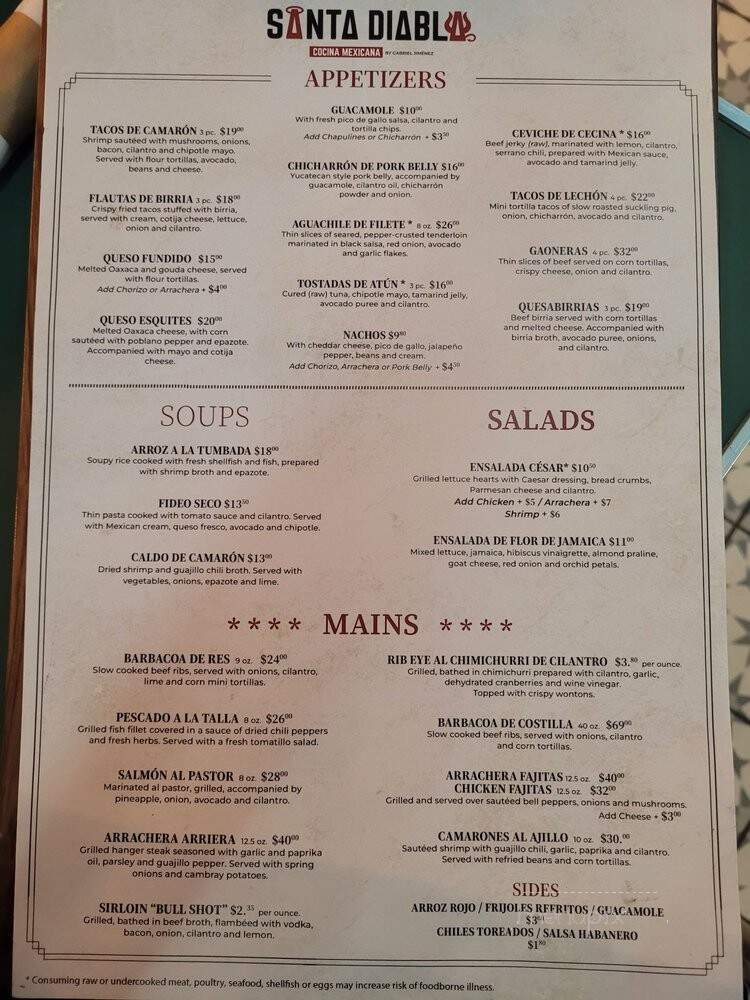 Santa Diabla - San Antonio, TX menu_pic