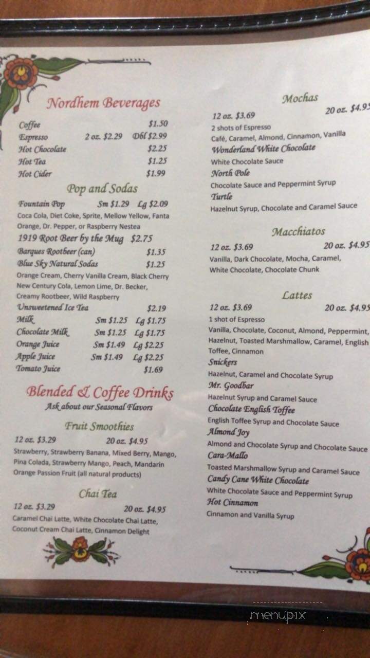 Nordhem - Karlstad, MN menu_pic