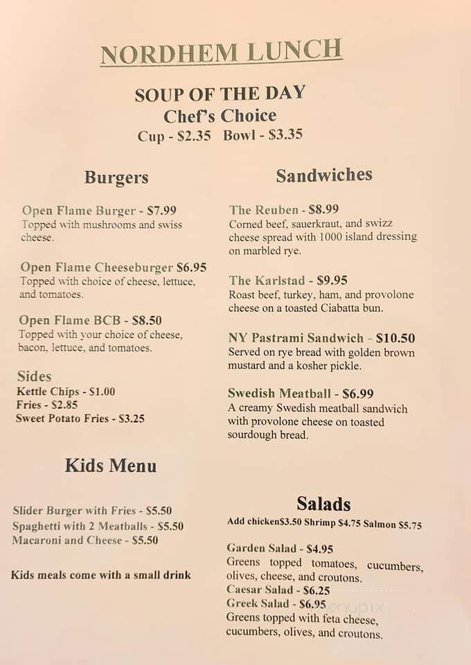 Nordhem - Karlstad, MN menu_pic