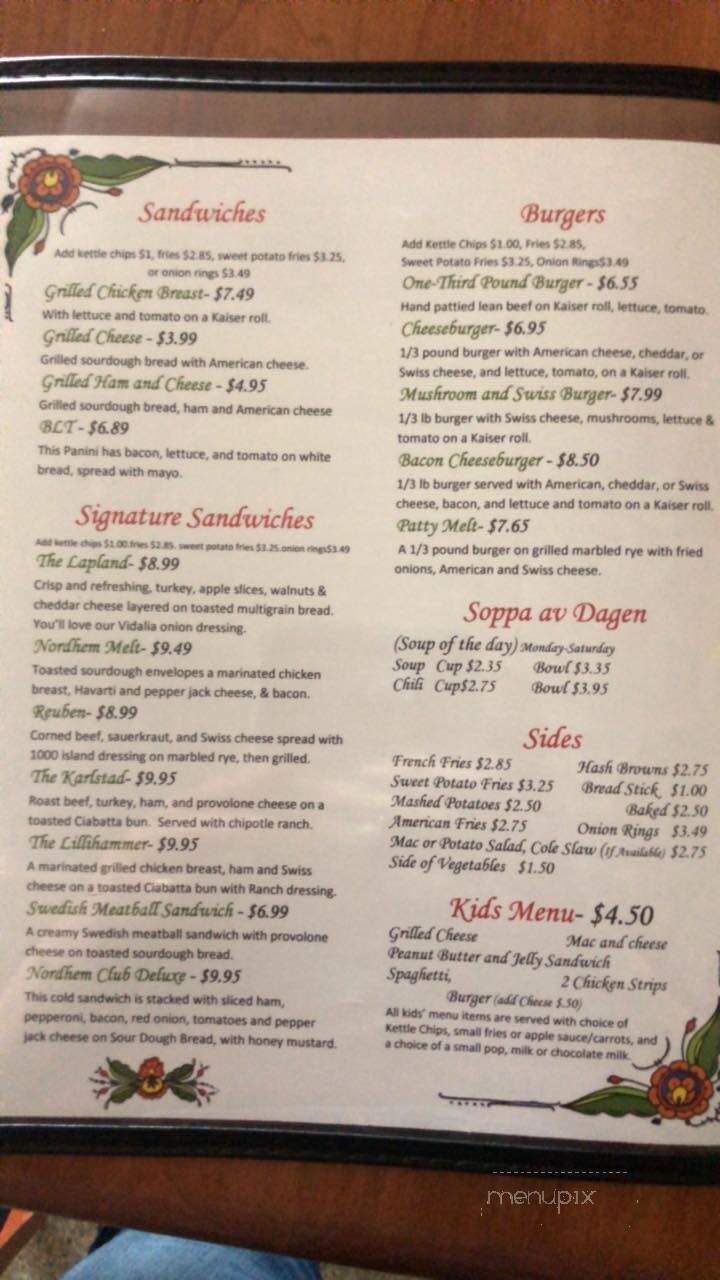 Nordhem - Karlstad, MN menu_pic