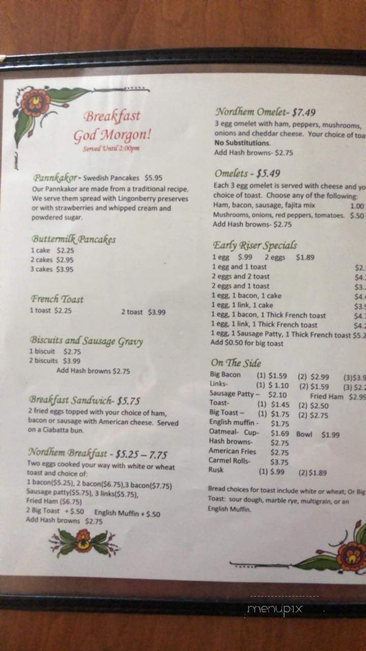 Nordhem - Karlstad, MN menu_pic