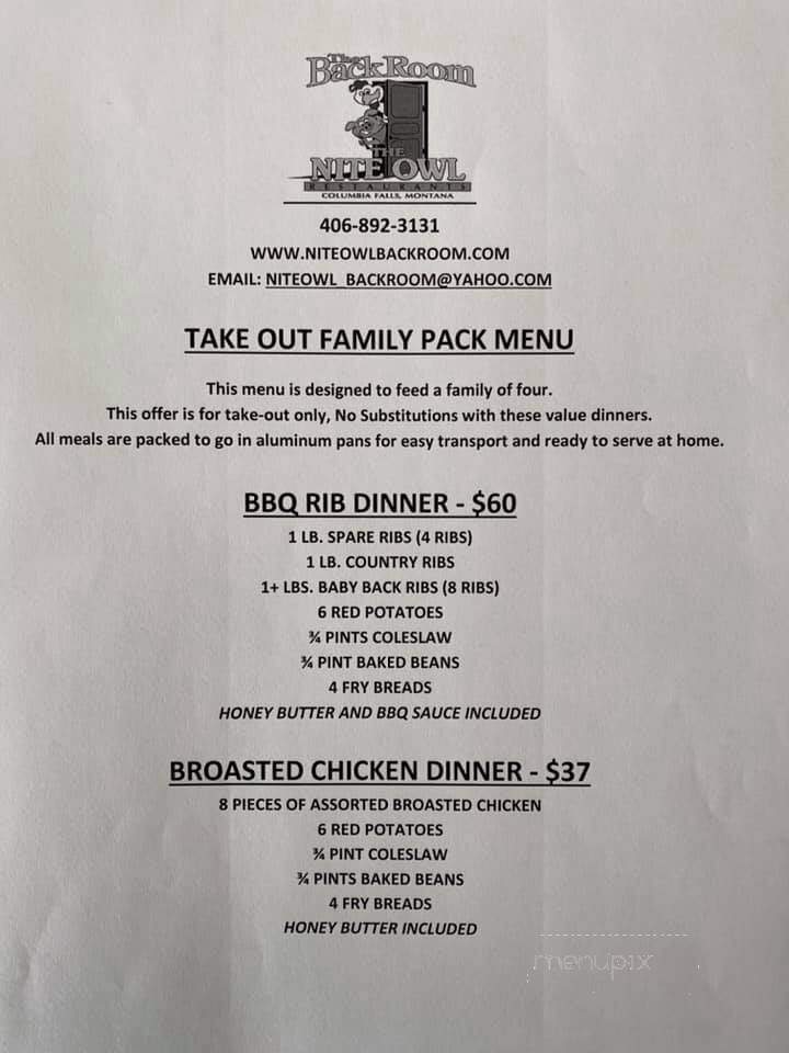 The Backroom - Columbia Falls, MT menu_pic