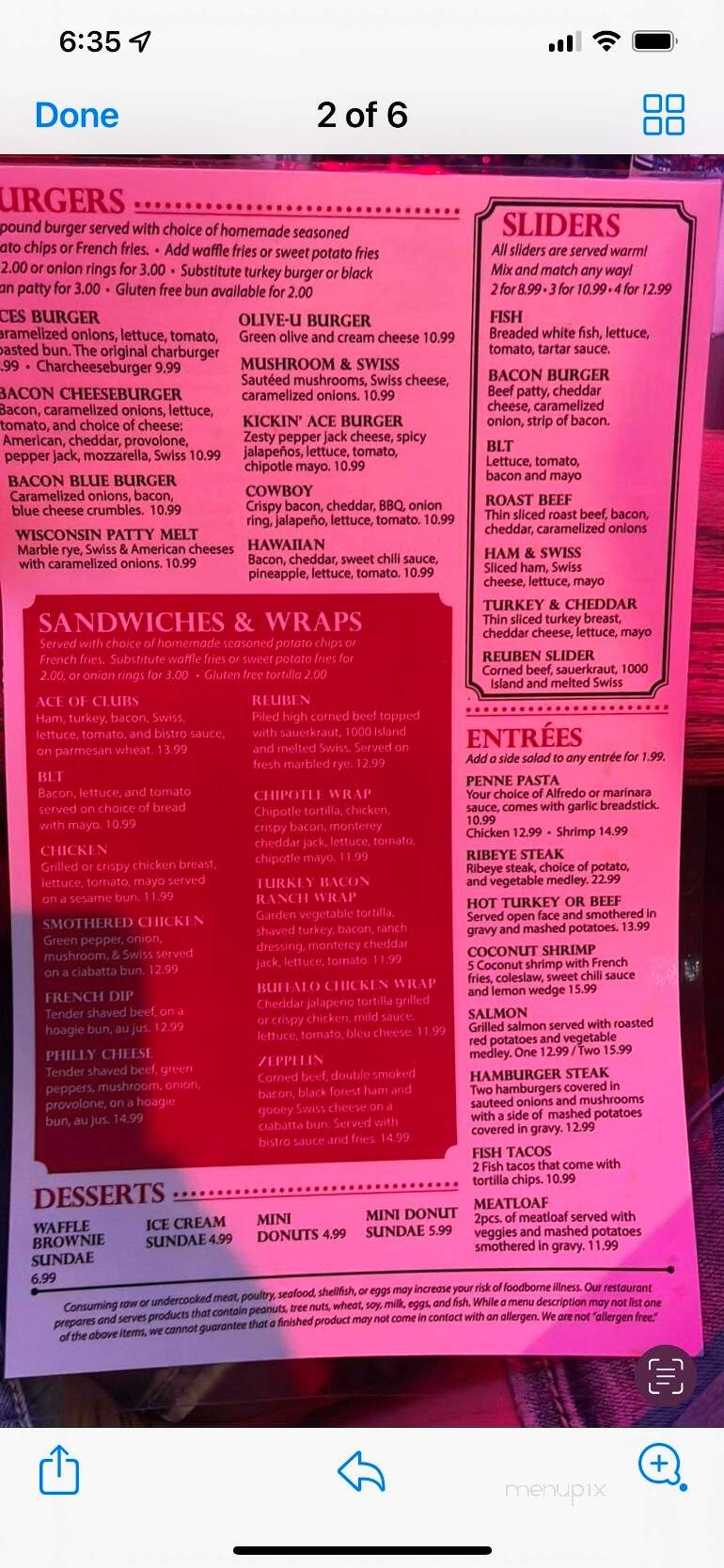 Ace's on 29th - Superior, WI menu_pic