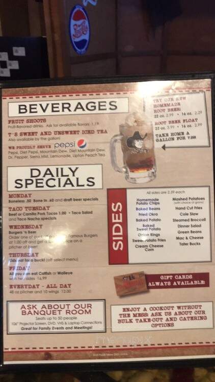 Tj's Redneck Steakhouse - Lebanon, MO menu_pic
