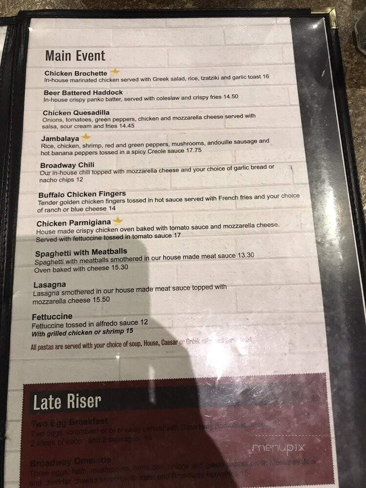 Broadway Bar & Grill - Ottawa, ON menu_pic
