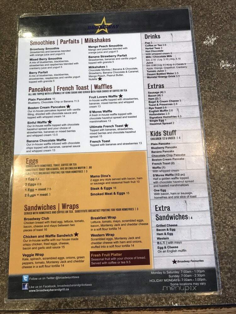 Broadway Bar & Grill - Ottawa, ON menu_pic