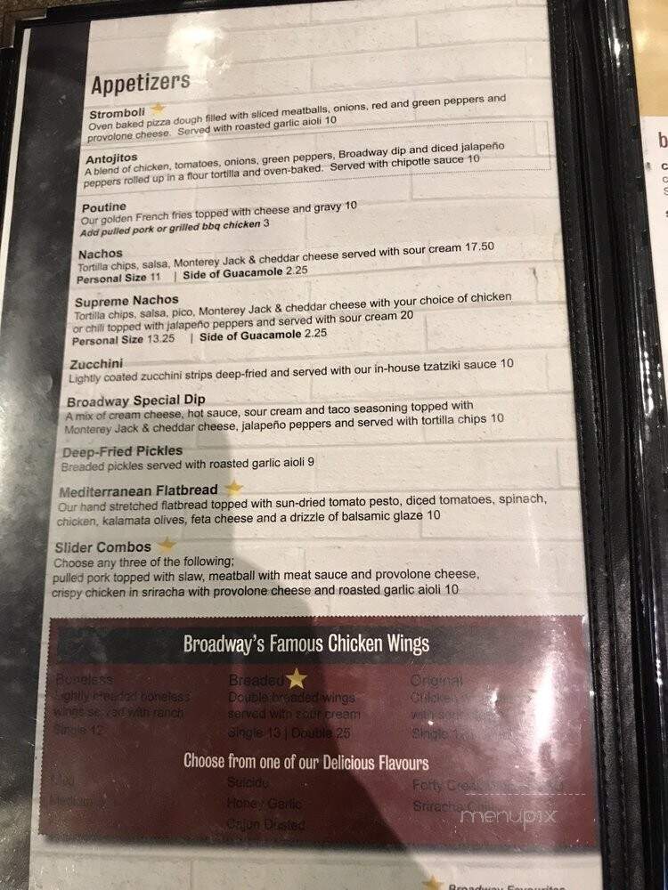 Broadway Bar & Grill - Ottawa, ON menu_pic