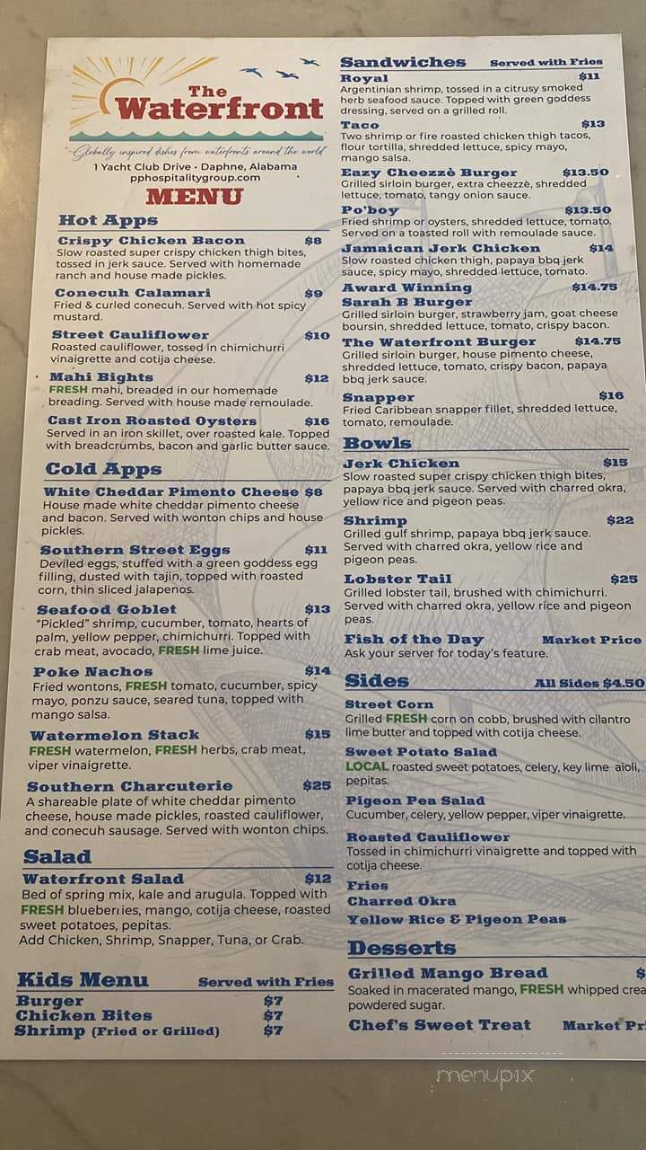 The Waterfront - Daphne, AL menu_pic