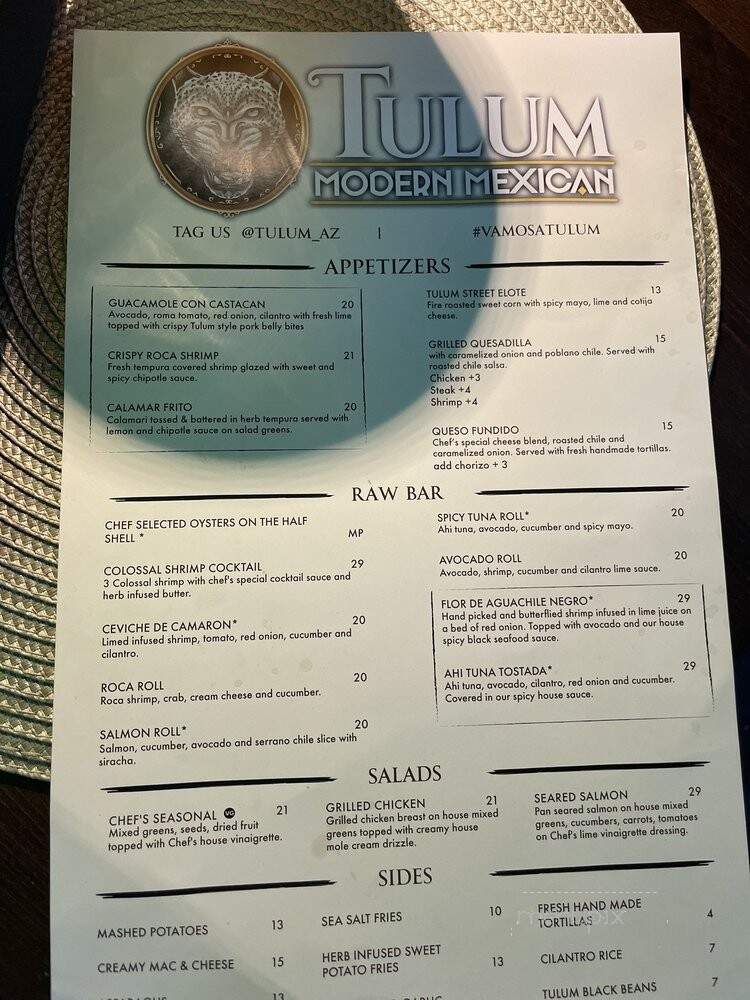 Tulum Modern Mexican - Glendale, AZ menu_pic