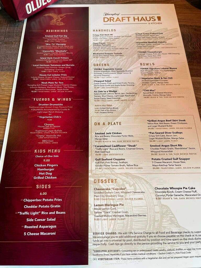Yuengling Brewing Company of Tampa - Tampa, FL menu_pic