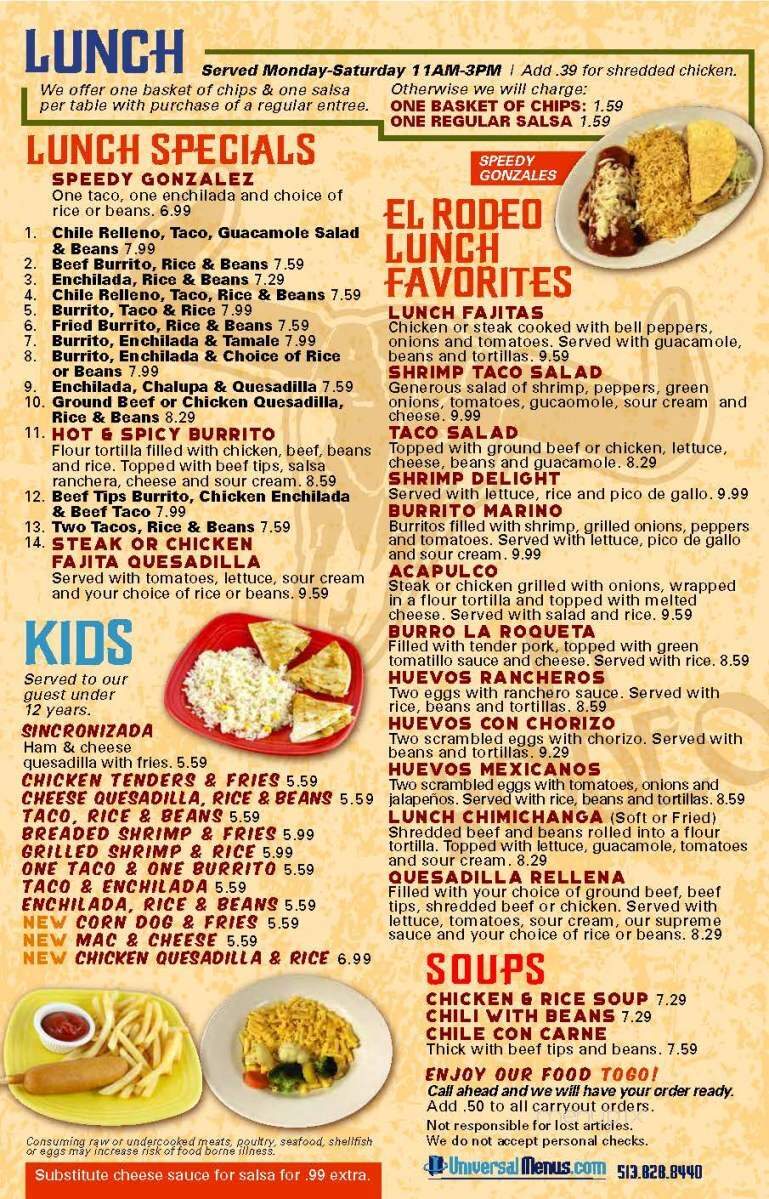El Rodeo - Zionsville, IN menu_pic