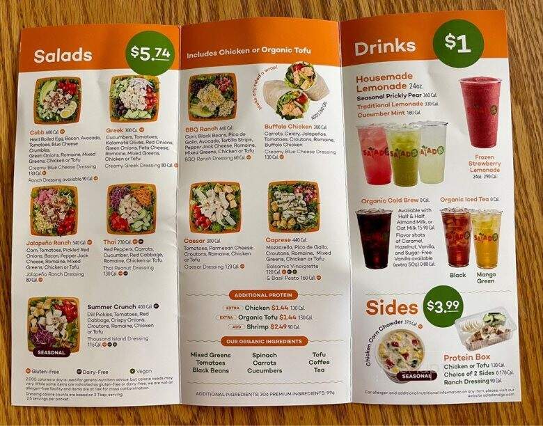 Salad and Go - Tucson, AZ menu_pic